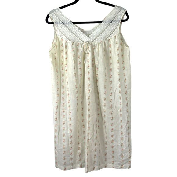 Komar Vintage Cottage Lace Floral Sleeveless Nightgown Size Small - Picture 1 of 6